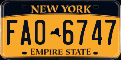 NY license plate FAO6747