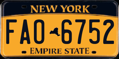 NY license plate FAO6752