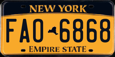 NY license plate FAO6868