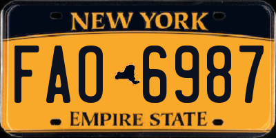 NY license plate FAO6987