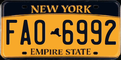 NY license plate FAO6992