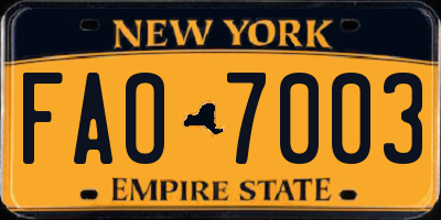 NY license plate FAO7003