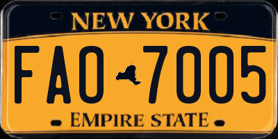 NY license plate FAO7005