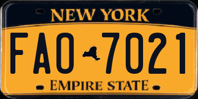 NY license plate FAO7021