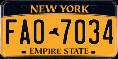 NY license plate FAO7034