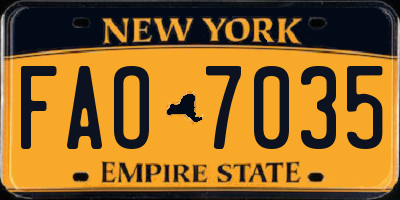 NY license plate FAO7035