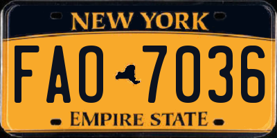 NY license plate FAO7036