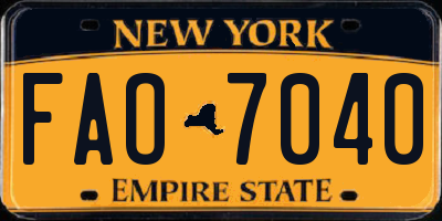 NY license plate FAO7040