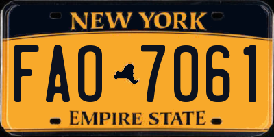 NY license plate FAO7061
