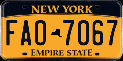 NY license plate FAO7067