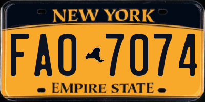 NY license plate FAO7074