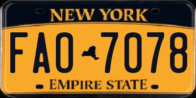 NY license plate FAO7078