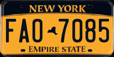 NY license plate FAO7085