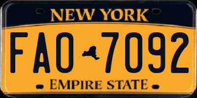 NY license plate FAO7092