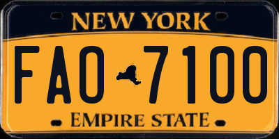 NY license plate FAO7100