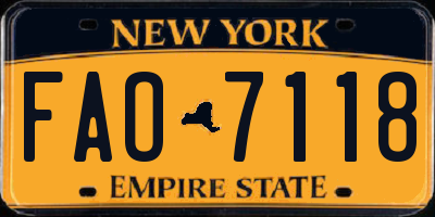 NY license plate FAO7118