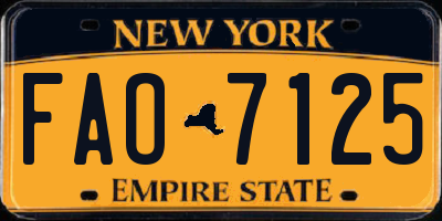 NY license plate FAO7125