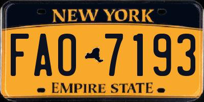 NY license plate FAO7193