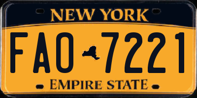 NY license plate FAO7221