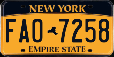 NY license plate FAO7258