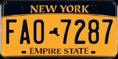 NY license plate FAO7287