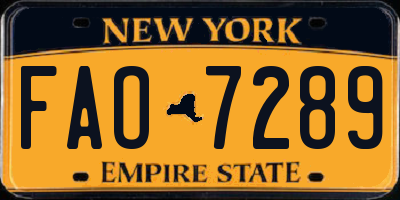 NY license plate FAO7289