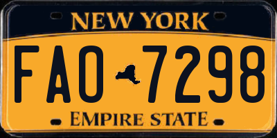 NY license plate FAO7298