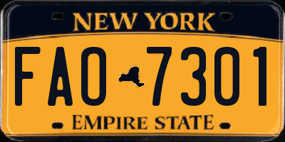 NY license plate FAO7301