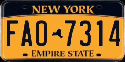 NY license plate FAO7314