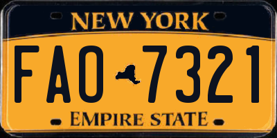 NY license plate FAO7321