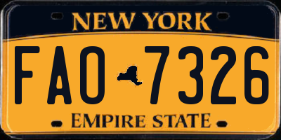 NY license plate FAO7326