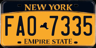 NY license plate FAO7335