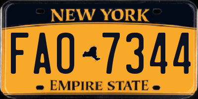 NY license plate FAO7344