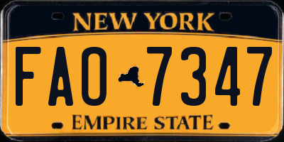 NY license plate FAO7347
