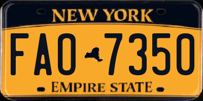 NY license plate FAO7350