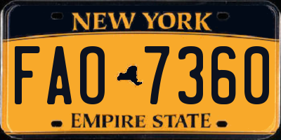 NY license plate FAO7360