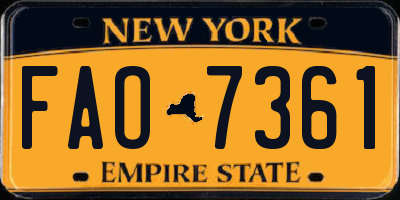 NY license plate FAO7361