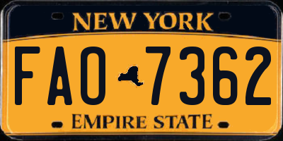 NY license plate FAO7362