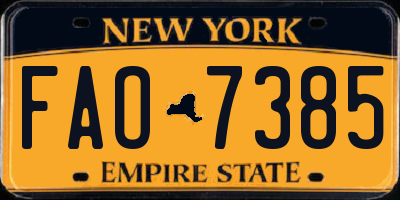 NY license plate FAO7385