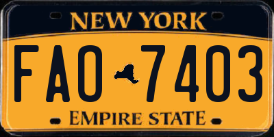 NY license plate FAO7403