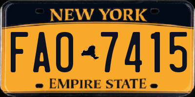 NY license plate FAO7415
