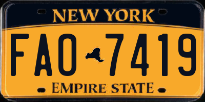 NY license plate FAO7419
