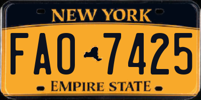 NY license plate FAO7425