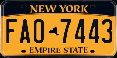 NY license plate FAO7443