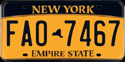 NY license plate FAO7467