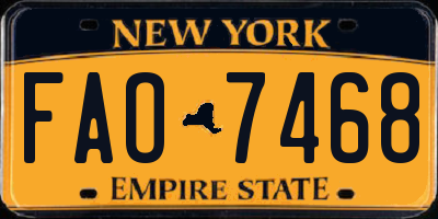 NY license plate FAO7468