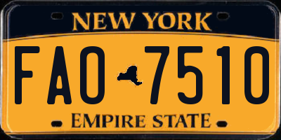 NY license plate FAO7510