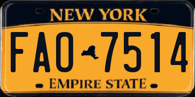 NY license plate FAO7514