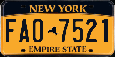 NY license plate FAO7521