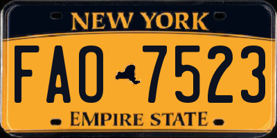 NY license plate FAO7523